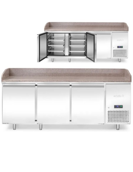 
Šaldomas picos stalas su granito stalviršiu ir 3 durelių kraštu 375 l 400 W 201x80x88 cm
