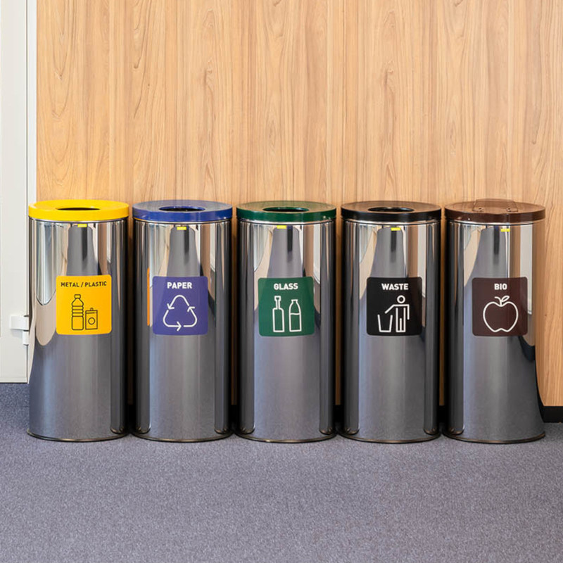Krepšinis konteineris atliekų rūšiavimui apvalus sidabras 45 l - bio
