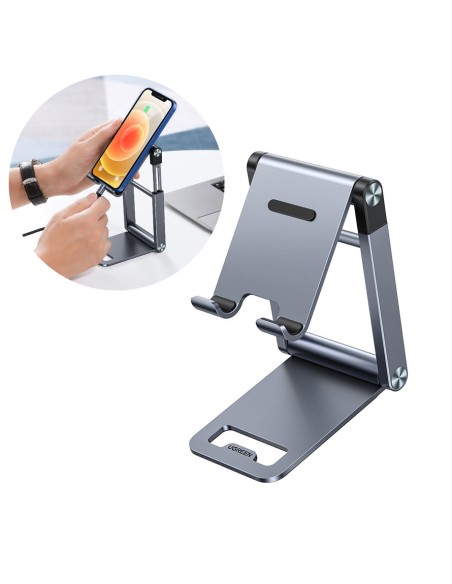 Sulankstomas stovas išmaniųjų telefonų stovas pilkas telefono stovas Sulankstomas stovas išmaniųjų telefonų stovas pilkas telefono stovas