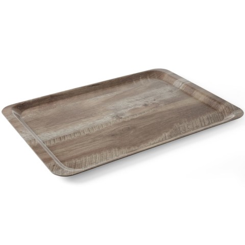 
Stačiakampis neslystantis serviravimo padėklas 370x530 mm - tamsios medienos
