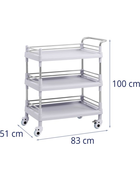 Kosmetinių procedūrų laboratorinis vežimėlis su 3 lentynomis 83 x 51 x 100 cm Kosmetinių procedūrų laboratorinis vežimėlis su 3 lentynomis 83 x 51 x 100 cm