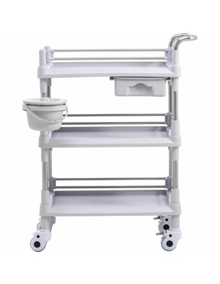 Kosmetinių procedūrų laboratorinis vežimėlis 3 lentynos 1 stalčius 72 x 65 x 99 cm 30 kg