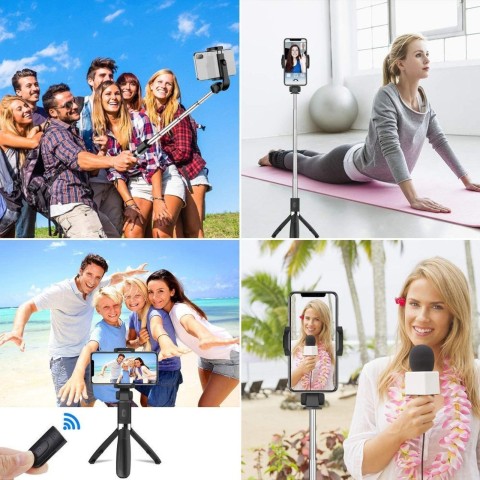 
Asmenukių lazda su „Bluetooth“ trikoju iki 72 cm - juoda
