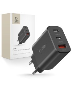 
NC30W 2x USB-C USB-A 30W sieninis įkroviklis – juodas
