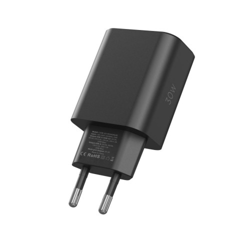 
NC30W 2x USB-C USB-A 30W sieninis įkroviklis – juodas
