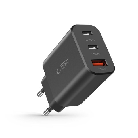 
NC30W 2x USB-C USB-A 30W sieninis įkroviklis – juodas
