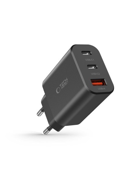 
NC30W 2x USB-C USB-A 30W sieninis įkroviklis – juodas

