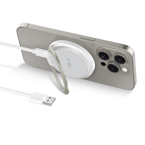 
Indukcinis įkroviklis su stovu, USB-A - USB-C MagSafe laidas - baltas

