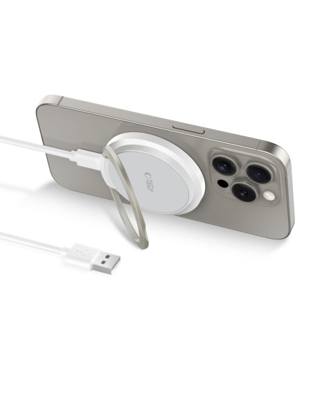 
Indukcinis įkroviklis su stovu, USB-A - USB-C MagSafe laidas - baltas
