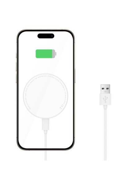 
Indukcinis įkroviklis su stovu, USB-A - USB-C MagSafe laidas - baltas
