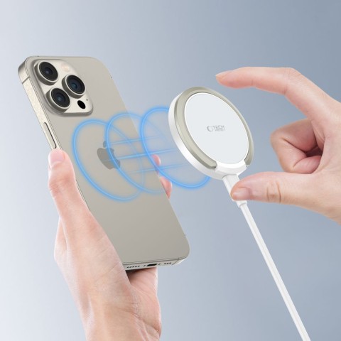 
Indukcinis įkroviklis su stovu, USB-A - USB-C MagSafe laidas - baltas
