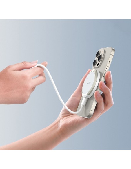 
Indukcinis įkroviklis su stovu, USB-A - USB-C MagSafe laidas - baltas
