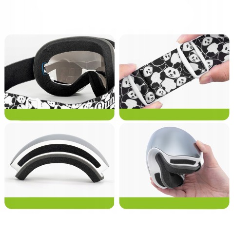 
„Panda UV400“ vaikų slidinėjimo akiniai – juodi ir balti
