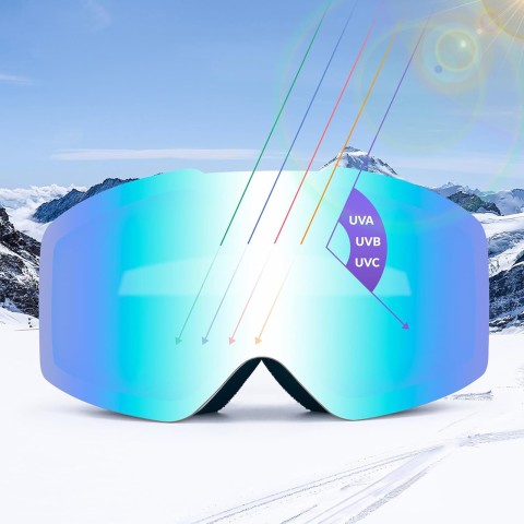 
Berėmės slidinėjimo akiniai nuo rasojimo, apsaugantys nuo UV400 – balti
