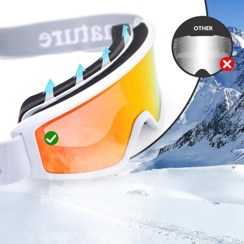 
Suaugusiems skirti slidinėjimo akiniai su apsauga nuo rasojimo UV400 – balti
