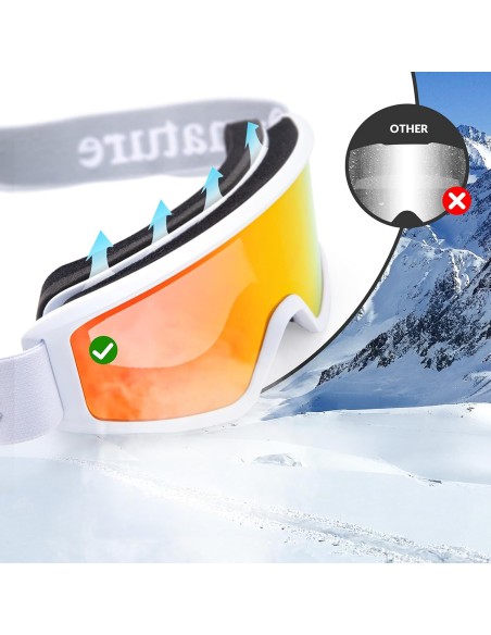 
Suaugusiems skirti slidinėjimo akiniai su apsauga nuo rasojimo UV400 – balti
