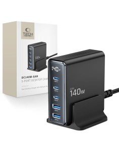 
Įkrovimo stotelė įrenginiams su ekranu 3x USB-C 2x USB-A GaN 140W - juoda
