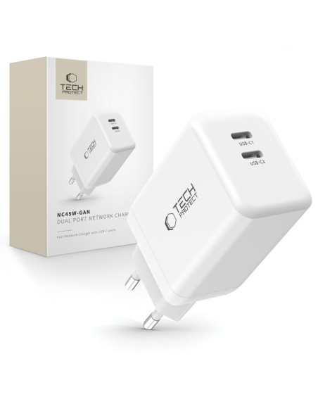 
NC45W-GAN 2x USB-C 45W sieninis įkroviklis – baltas
