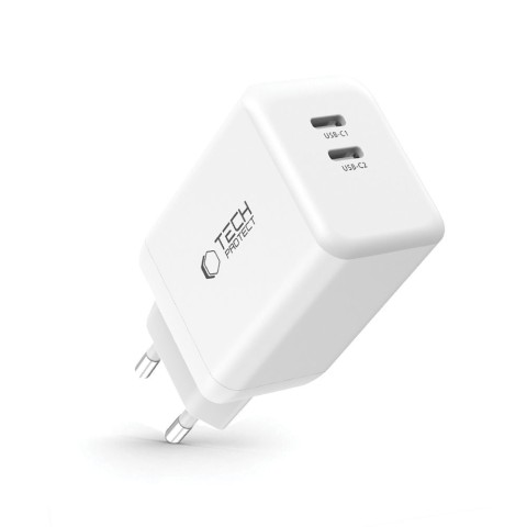 
NC45W-GAN 2x USB-C 45W sieninis įkroviklis – baltas
