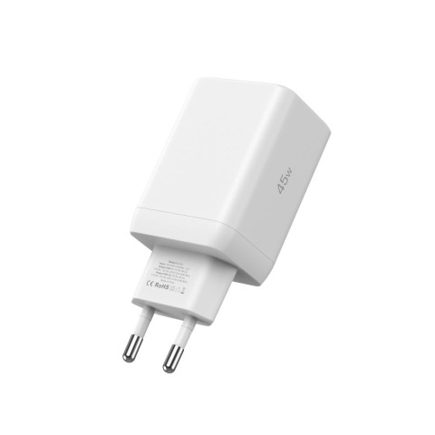 
NC45W-GAN 2x USB-C 45W sieninis įkroviklis – baltas
