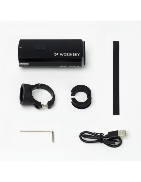 
Priekinis dviračio žibintas su USB-C laidu, 3000 lm – juodas
