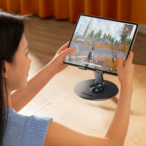 
360 laipsnių sulankstomas planšetinio kompiuterio stovas – pilkas
