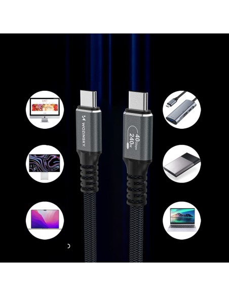 
„Thunderbolt 4“ USB-C laidas 240 W 4K 1 m – juodas

