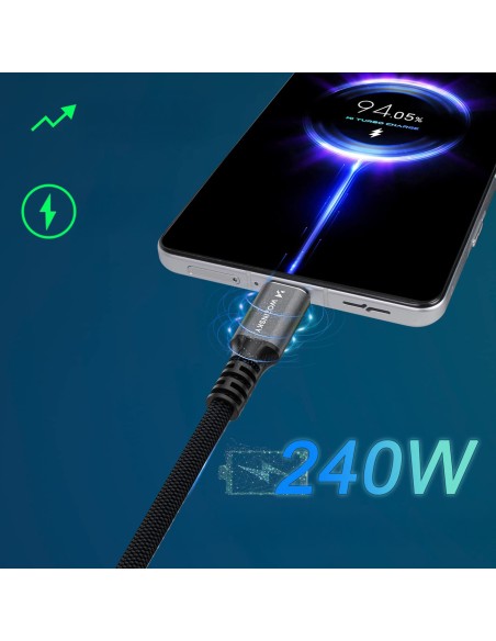 
„Thunderbolt 4“ USB-C laidas 240 W 4K 1 m – juodas
