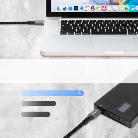 
„Thunderbolt 4“ USB-C laidas 240 W 4K 1 m – juodas
