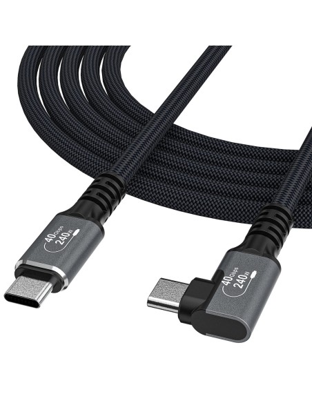 
„Thunderbolt 4“ USB-C 240 W 4K 1 m kampinis kabelis – juodas

