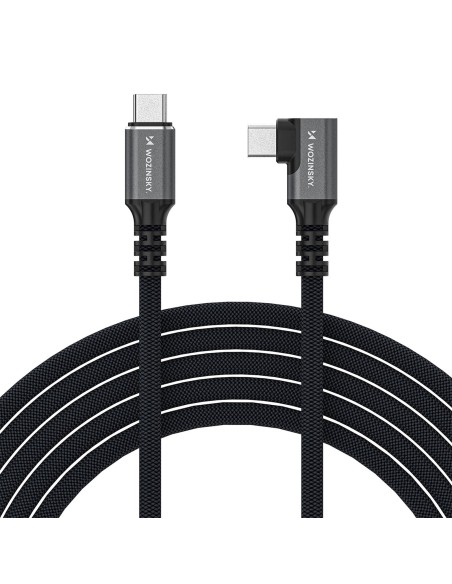
„Thunderbolt 4“ USB-C 240 W 4K 1 m kampinis kabelis – juodas
