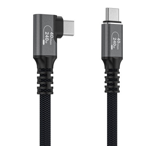 
„Thunderbolt 4“ USB-C 240 W 4K 1 m kampinis kabelis – juodas
