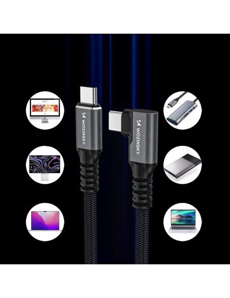 
„Thunderbolt 4“ USB-C 240 W 4K 1 m kampinis kabelis – juodas
