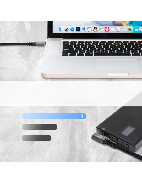 
„Thunderbolt 4“ USB-C 240 W 4K 1 m kampinis kabelis – juodas
