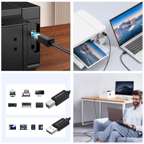 
Spausdintuvo ir skenerio laidas USB-B - USB-A 480Mb/ s 1m - juodas
