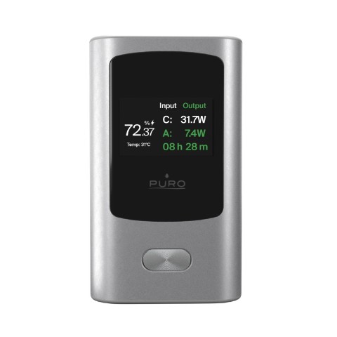 
10000mAh išorinė baterija su ekranu, USB-A, USB-C, 45W, pilka
