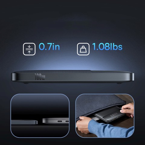 
„Blade H1“ 20000mAh USB-A USB-C 100W ekrano įkroviklis – juodas
