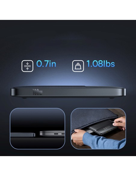 
„Blade H1“ 20000mAh USB-A USB-C 100W ekrano įkroviklis – juodas
