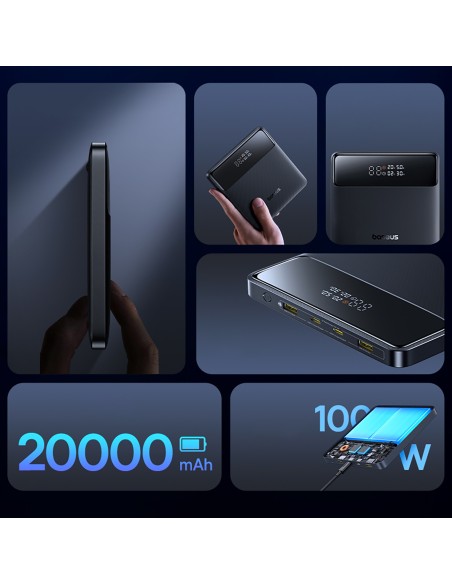 
„Blade H1“ 20000mAh USB-A USB-C 100W ekrano įkroviklis – juodas
