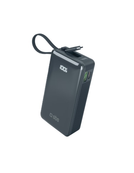 
10000mAh USB-A/ C nešiojamoji baterija su integruotu ekranu ir 20 W USB-C laidu – tamsiai pilka
