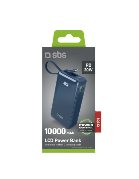 
10000mAh USB-A/ C nešiojamoji baterija su integruotu ekranu ir 20 W USB-C laidu – tamsiai pilka
