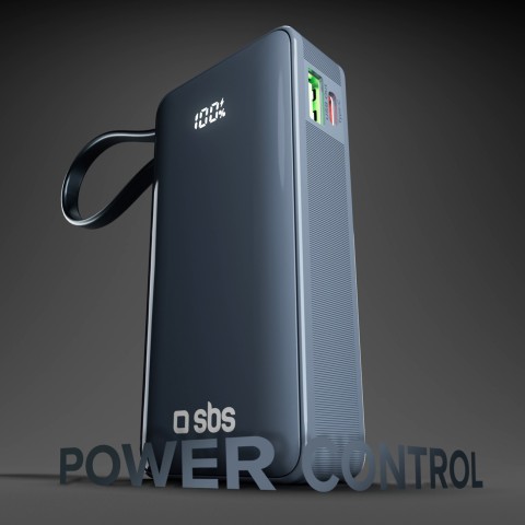 
10000mAh USB-A/ C nešiojamoji baterija su integruotu ekranu ir 20 W USB-C laidu – tamsiai pilka
