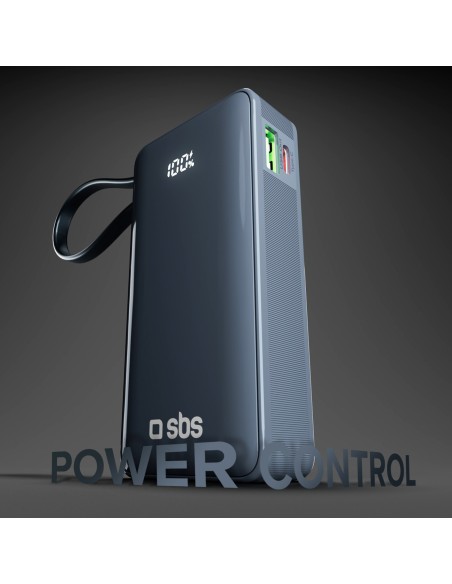 
10000mAh USB-A/ C nešiojamoji baterija su integruotu ekranu ir 20 W USB-C laidu – tamsiai pilka
