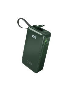 
10000mAh USB-A/ C išorinė baterija su integruotu ekranu ir 20W USB-C laidu – žalia
