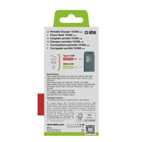 
10000mAh USB-A/ C nešiojama baterija su integruotu ekranu ir 20 W USB-C laidu – pilka

