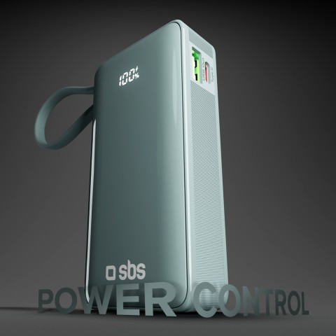 
10000mAh USB-A/ C nešiojama baterija su integruotu ekranu ir 20 W USB-C laidu – pilka
