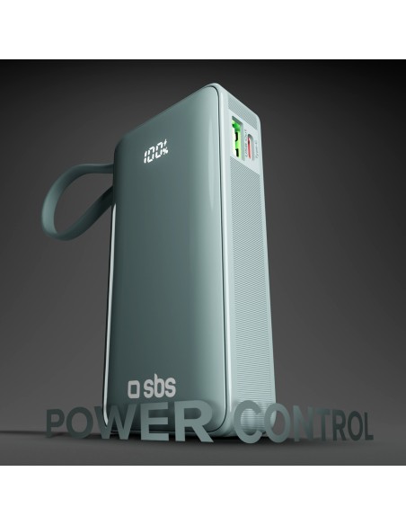 
10000mAh USB-A/ C nešiojama baterija su integruotu ekranu ir 20 W USB-C laidu – pilka
