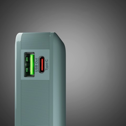 
10000mAh USB-A/ C nešiojama baterija su integruotu ekranu ir 20 W USB-C laidu – pilka
