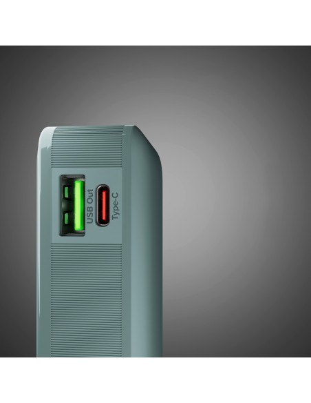 
10000mAh USB-A/ C nešiojama baterija su integruotu ekranu ir 20 W USB-C laidu – pilka
