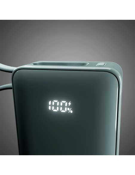 
10000mAh USB-A/ C nešiojama baterija su integruotu ekranu ir 20 W USB-C laidu – pilka
